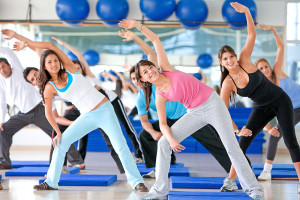 aerobics class in a gym